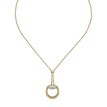 GUCCI 18KY HORSEBIT DIAMOND PENDANT NECKLACE