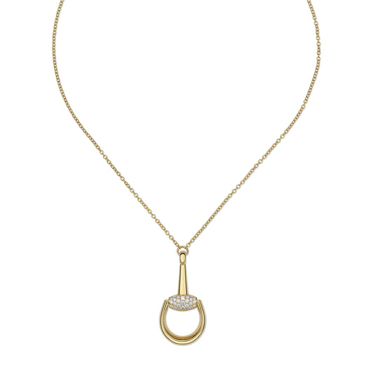 GUCCI 18KY HORSEBIT DIAMOND PENDANT NECKLACE