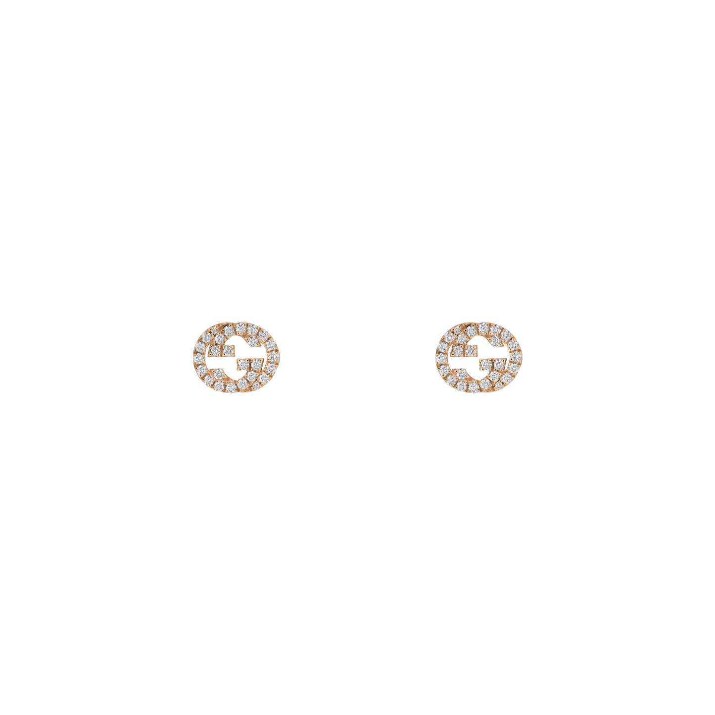 18KP GUCCI INTERLOCKING DIAMOND G STUDS