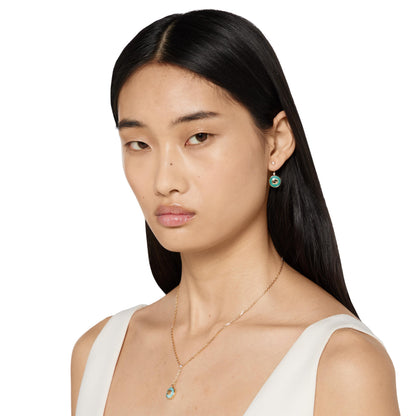18KY GUCCI INTERLOCKING AMAZONITE EARRINGS