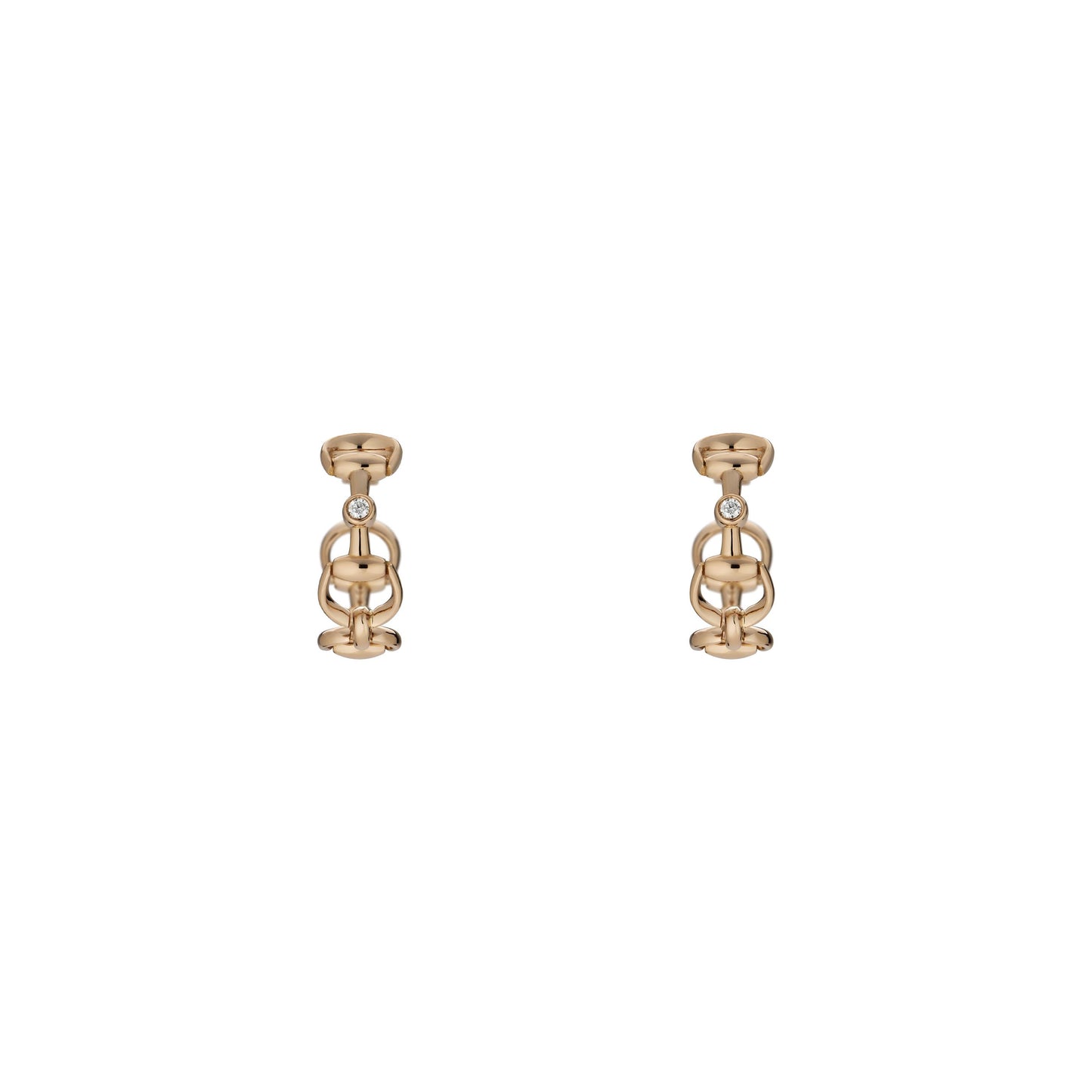 18KR DIAMOND HORSEBIT HOOP EARRINGS