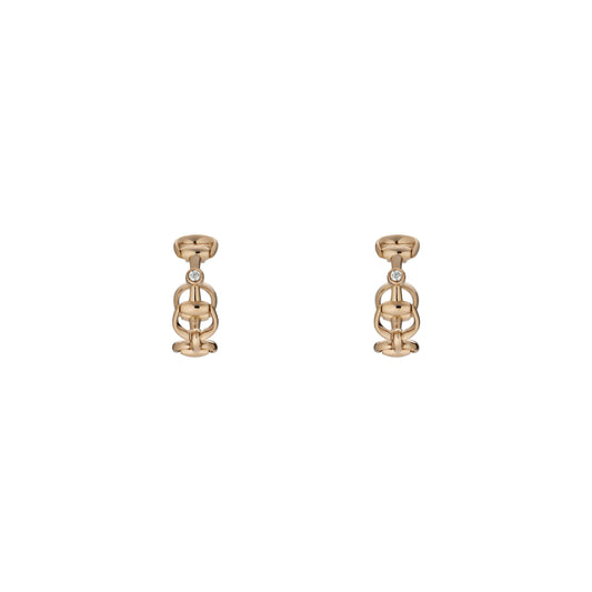 18KR DIAMOND HORSEBIT HOOP EARRINGS