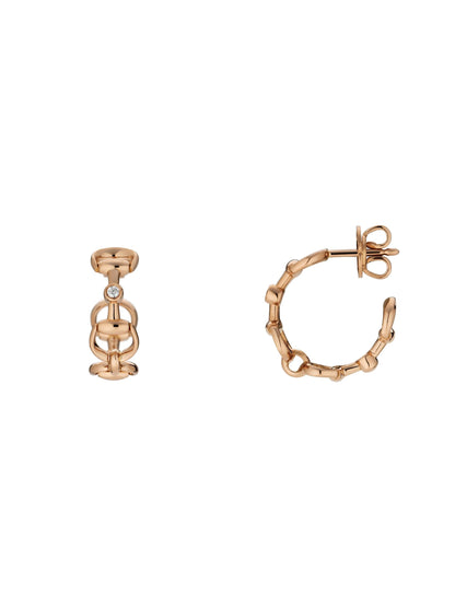 18KR DIAMOND HORSEBIT HOOP EARRINGS