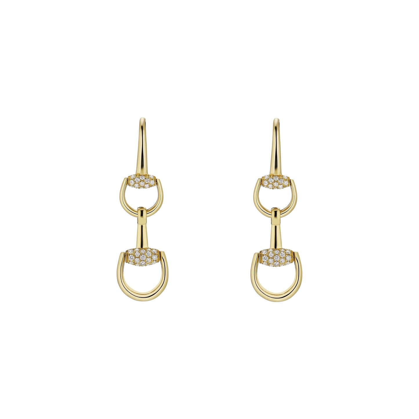 18KY HORSEBIT DIAMOND DANGLE EARRINGS