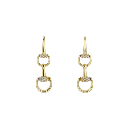 18KY HORSEBIT DIAMOND DANGLE EARRINGS