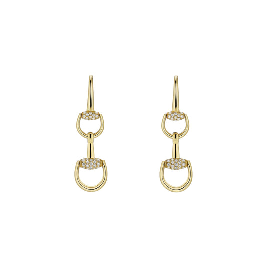 18KY HORSEBIT DIAMOND DANGLE EARRINGS