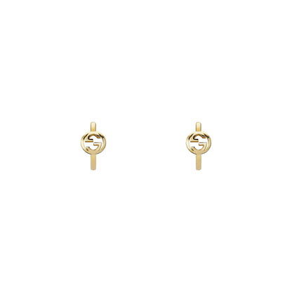 18KY GUCCI INTERLOCKING SMALL HOOP EARRINGS