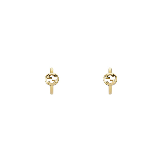 18KY GUCCI INTERLOCKING SMALL HOOP EARRINGS