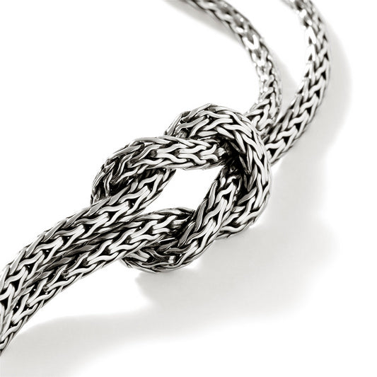 SILVER LOVE KNOT DOUBLE ROW BRACELET 3.5MM