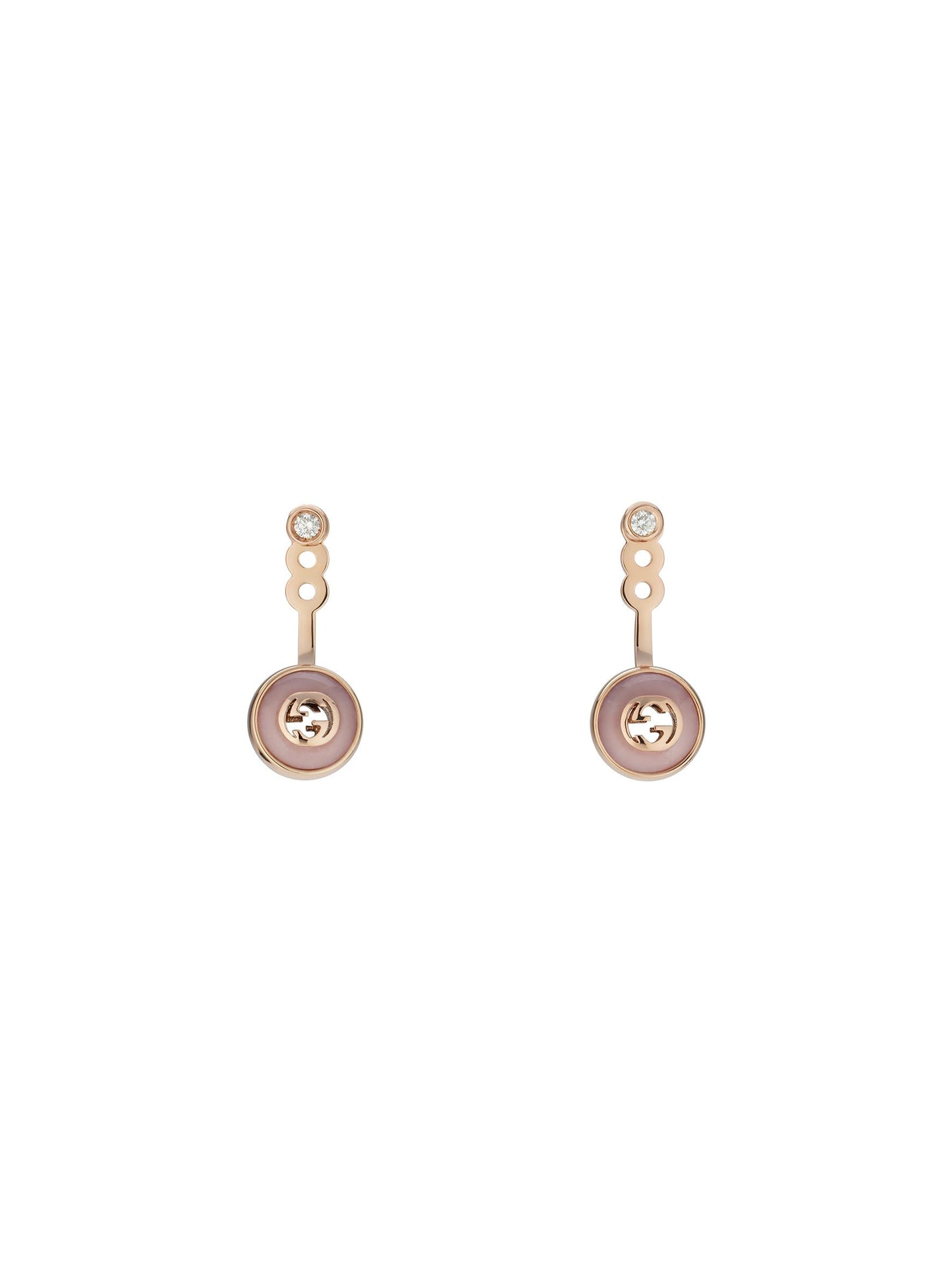 18KR INTERLOCKING PINK OPAL WITH DIAMOND ACCENT EARRINGS