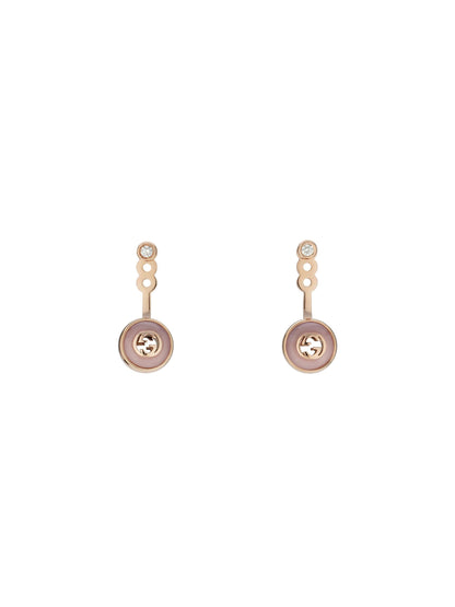 18KR INTERLOCKING PINK OPAL WITH DIAMOND ACCENT EARRINGS