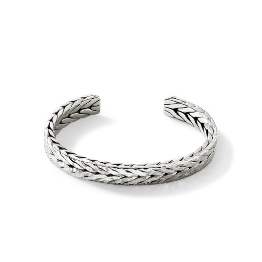 STERLING SILVER BOLD HAMMERED CUFF 9MM LARGE