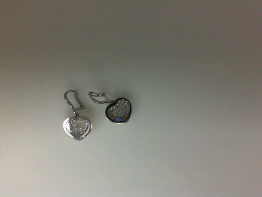 18KW HAPPY DIAMOND HEART DANGLE EARRINGS