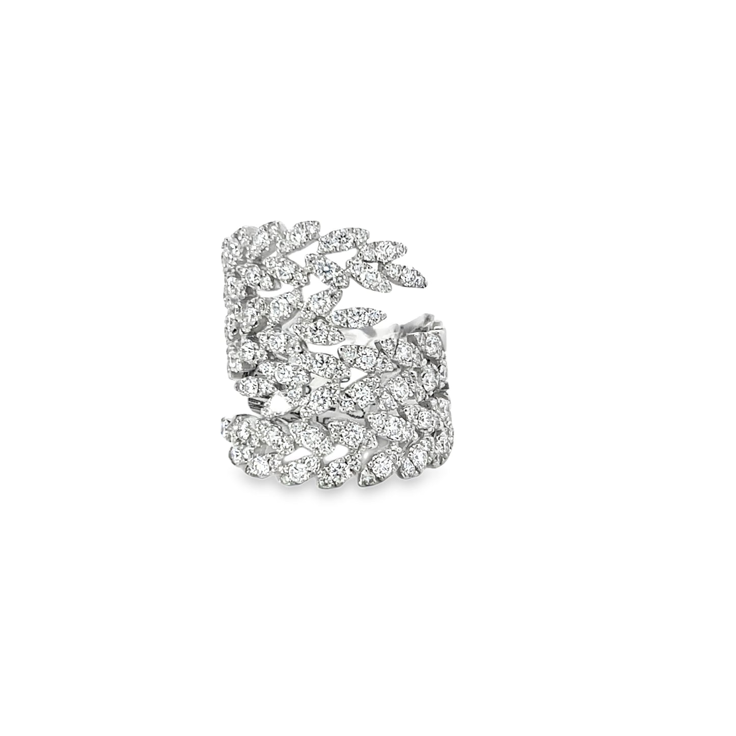 18KW WIDE DIAMOND LEAF FASHION RING