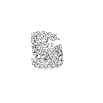 18KW WIDE DIAMOND LEAF FASHION RING