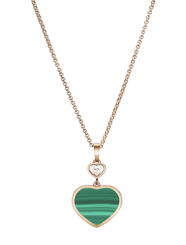 18KR MALACHITE HAPPY HEART DIA .05TW PEND SN# 6957286