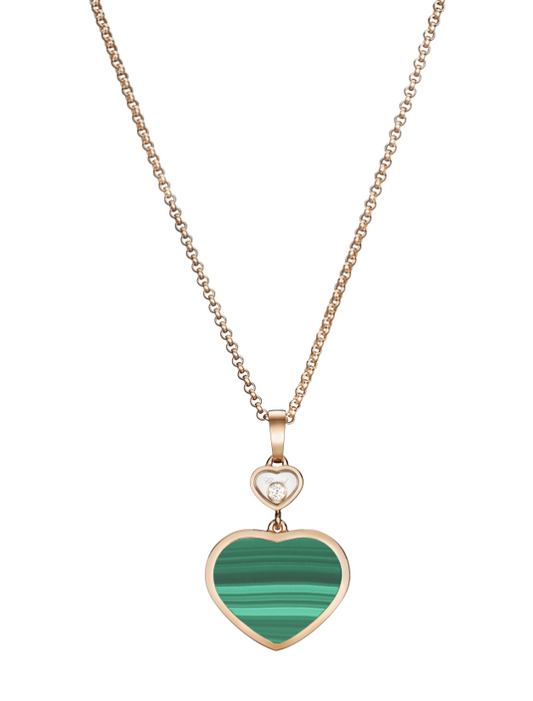 18KR MALACHITE HAPPY HEART DIA .05TW PEND SN# 6957286