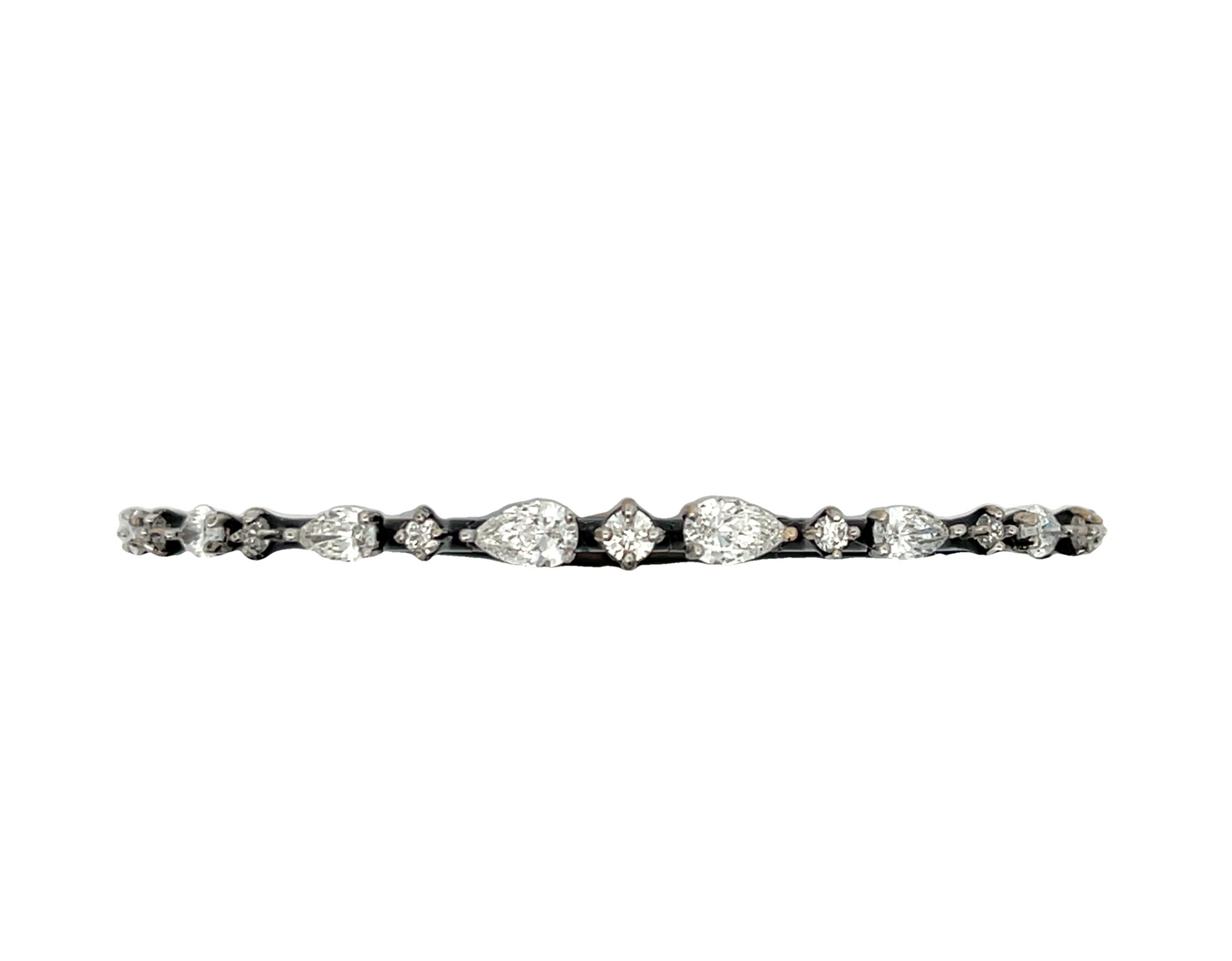 18KW BLACK ENAMEL PEAR & ROUND DIAMOND BANGLE
