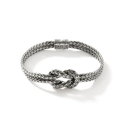 SILVER LOVE KNOT DOUBLE ROW BRACELET 3.5MM