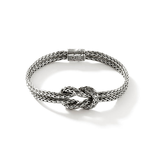 SILVER LOVE KNOT DOUBLE ROW BRACELET 3.5MM