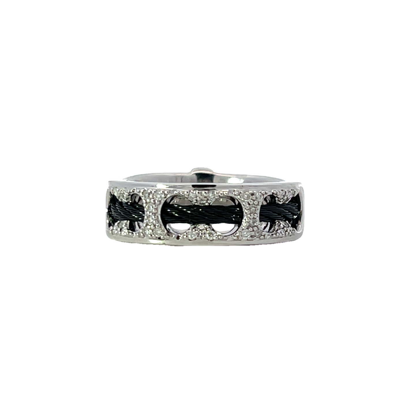 BLACK CABLE DIAMOND FASHION RING