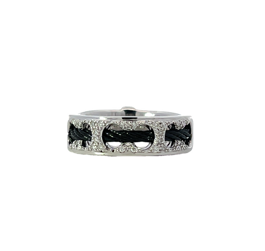 BLACK CABLE DIAMOND FASHION RING