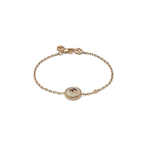 18KP MOP/DIAMOND INTLOCKING G BRACELET