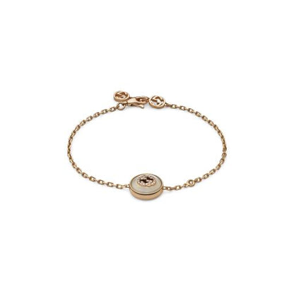 18KP MOP/DIAMOND INTLOCKING G BRACELET