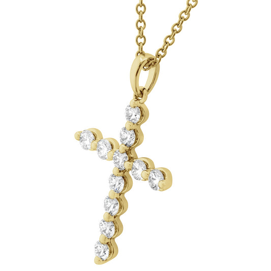 18KY DIAMOND CROSS PENDANT ON CHAIN