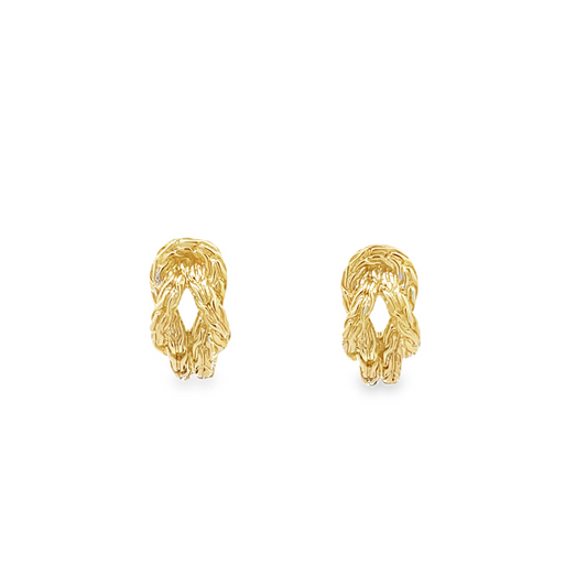 14KY LOVE KNOT HUGGIE EARRINGS