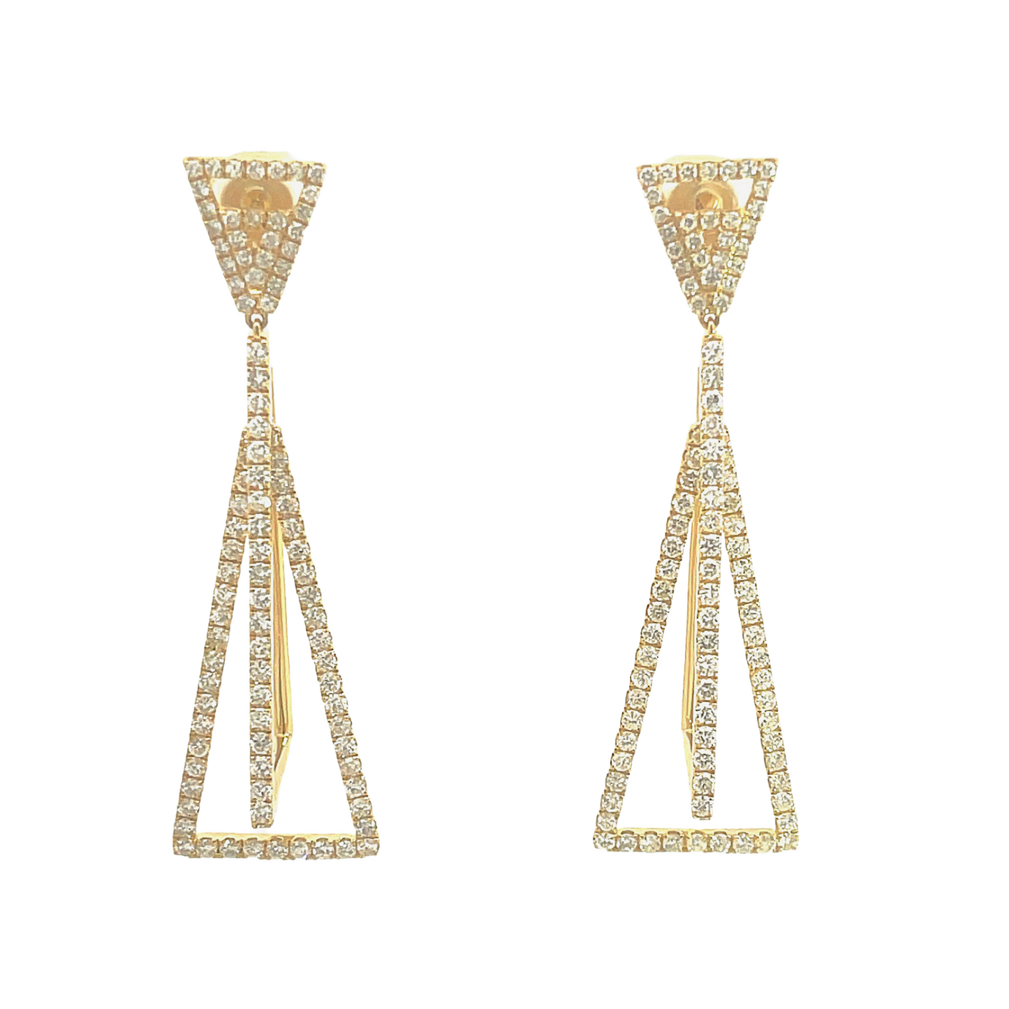 18KY TRIANGLE DIAMOND EARRINGS
