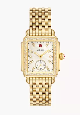 DECO MID GLD TONE WH MOP DIA DL
