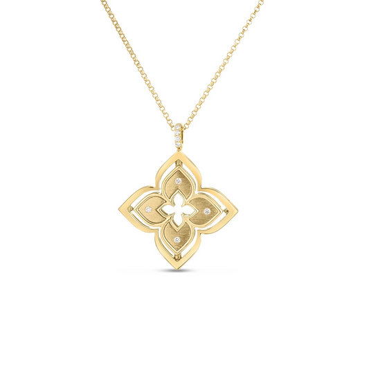 18KY VENETIAN PRINCESS PIROUETTE MEDIUM FLOWER NECKLACE