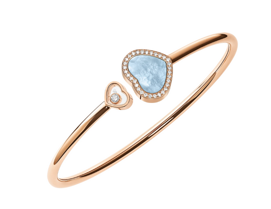 18KR HAPPY HEARTS TURQUOISE MOP & DIAMOND BANGLE