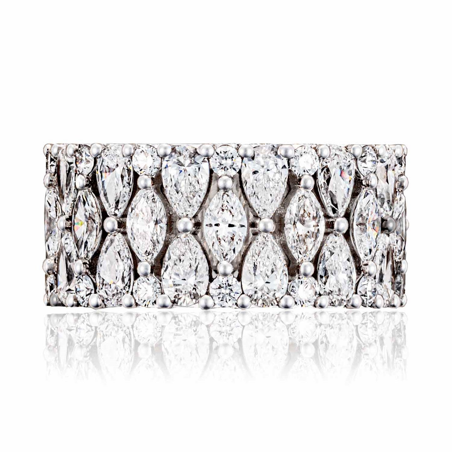 18KW MARQUISE & PEAR SHAPE MOSAIC BAND