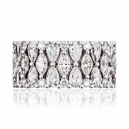 18KW MARQUISE & PEAR SHAPE MOSAIC BAND