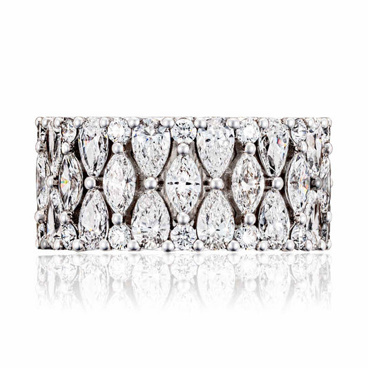 18KW MARQUISE & PEAR SHAPE MOSAIC BAND