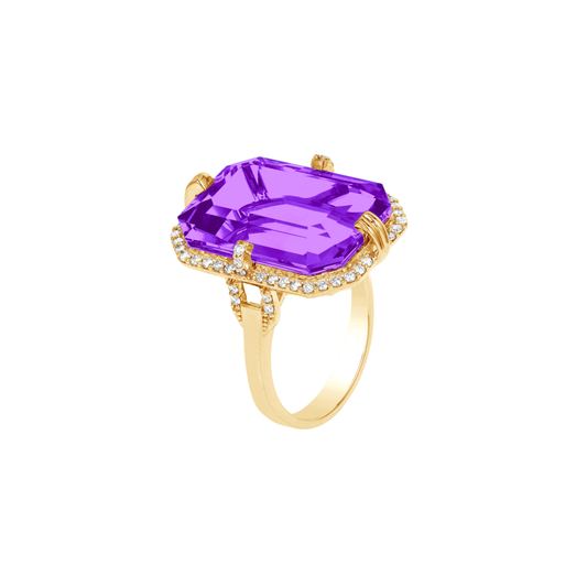 GOSHWARA 18KY EMERALD CUT RING