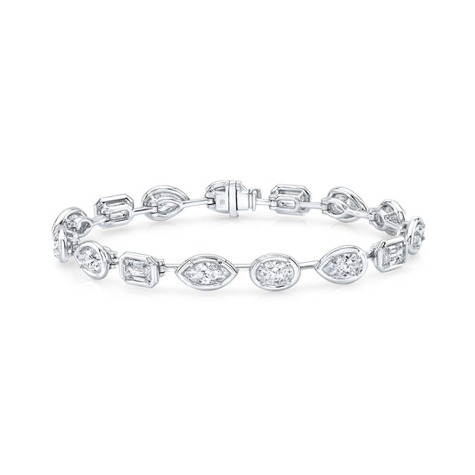 RAHAMINOV 18KW MIXED FANCY SHAPE BEZEL SET DIAMOND BRACELET