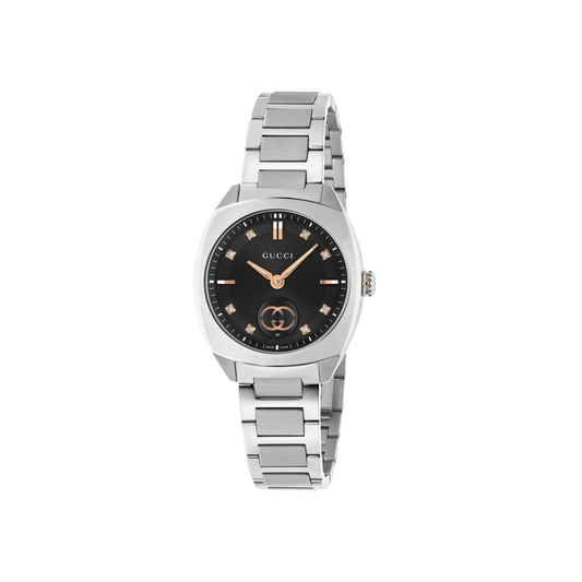 SS 29MM INTERLOCKING BLACK DIAMOND DIAL
