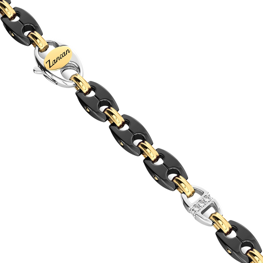 MENS 18KY & BLK CERAMIC FASH NECK 54.80 GRAMS