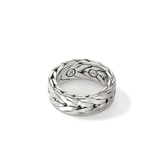 SILVER BOLD HAMMERED 7MM RING