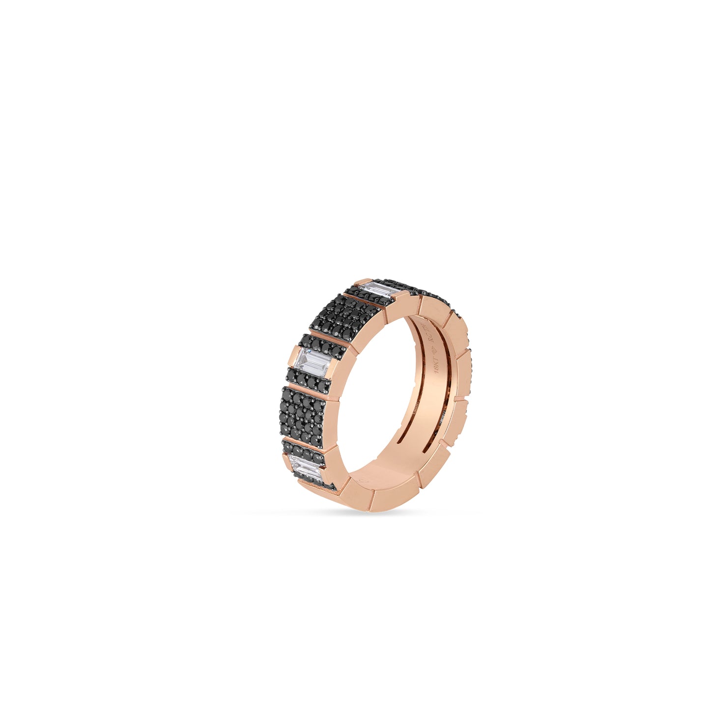 18KR OBELISCO PAVE BLACK AND WHITE DIAMOND RING