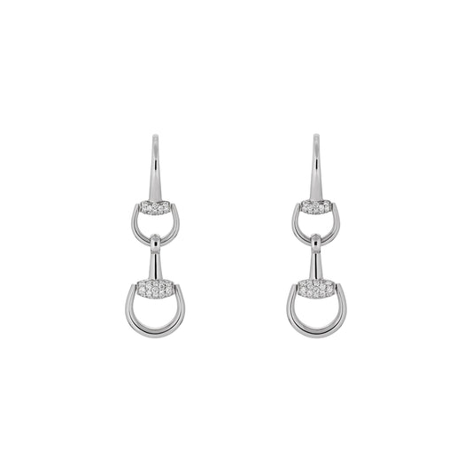 18KW DIAMONT HORSEBIT DROP EARRINGS