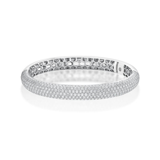 18KW 7 ROW PIROUETTE PAVE DIAMOND BANGLE