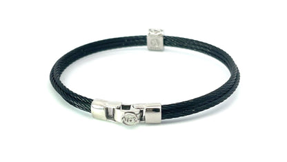 BLK CABLE BANGLE W/DIA STATION