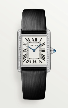 SS LARGE TANK MUST DIAMOND CASE WITH BLACK CALFSKIN STRAP