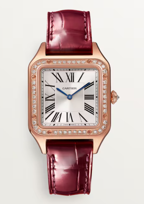 27.5MM 18KR SANTOS-DUMONT SMALL MODEL DIAMOND BEZEL ON STRAP