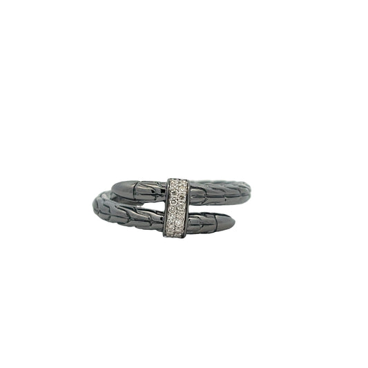 DARK STERLING SILVER DIAMOND SPEAR WRAP RING
