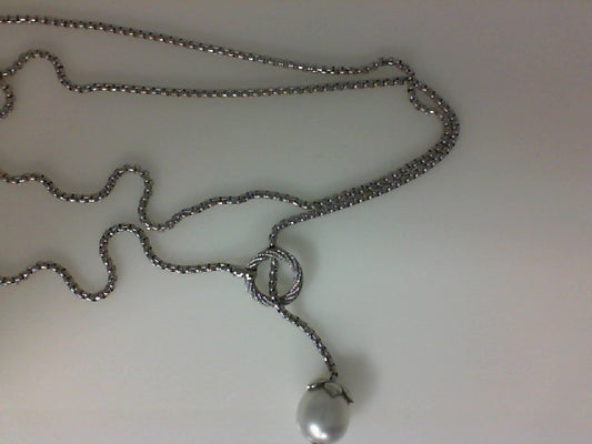 ALOR GREY CHAIN LARIAT NECKLACE WITH SOUTH SEA PEARL
